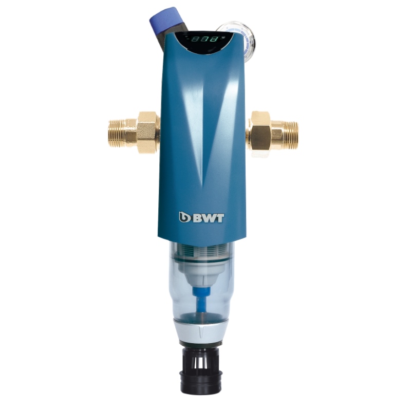 Очистка вод от механических примесей. Фильтр для холодной воды Protector Mini c/r 3/4" hws (с редуктором давления), BWT 810549. Фильтр БВТ 3/4 1 2. Фильтр для воды самопромывной BWT. БВТ фильтр для воды с редуктором.